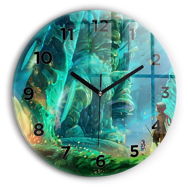 Wanduhr glas rund Kinder in einem Märchenwald