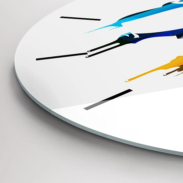 Wanduhr glas rund Farbig bemalter Elefant