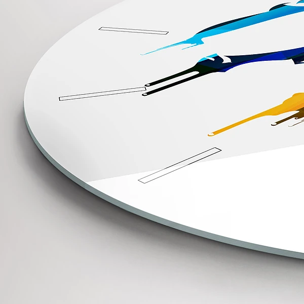 Wanduhr glas rund Farbig bemalter Elefant