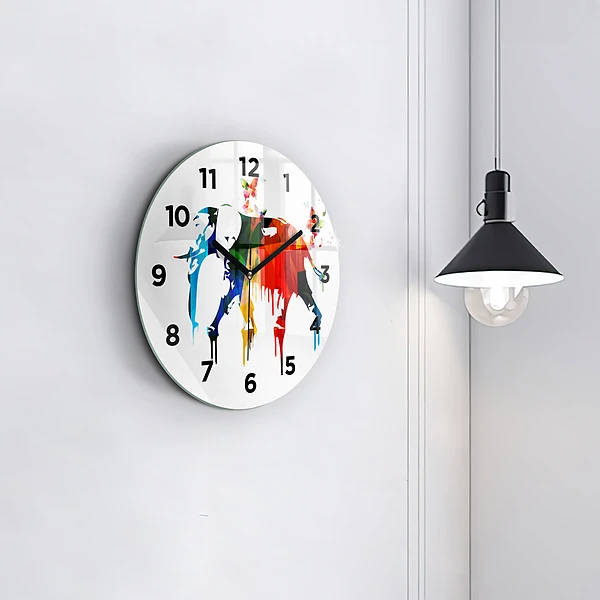 Wanduhr glas rund Farbig bemalter Elefant