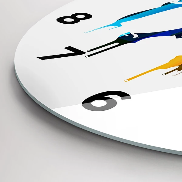 Wanduhr glas rund Farbig bemalter Elefant