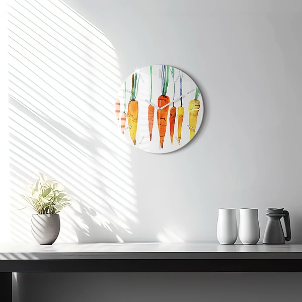 Wanduhr rund mit motiv Illustration von Karotten