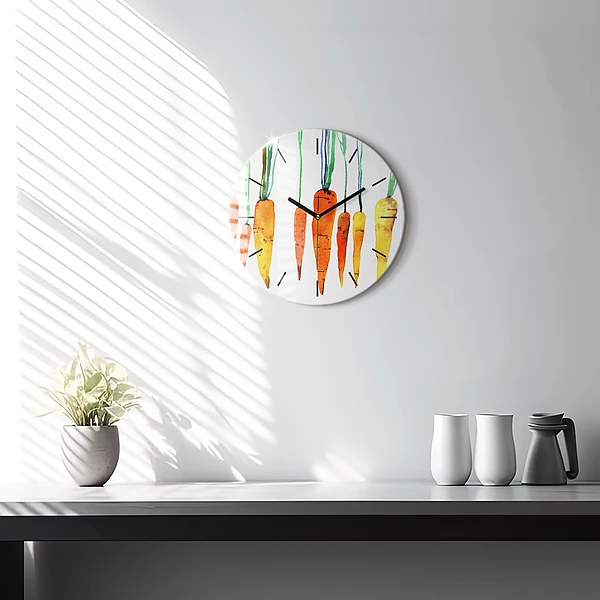Wanduhr rund mit motiv Illustration von Karotten