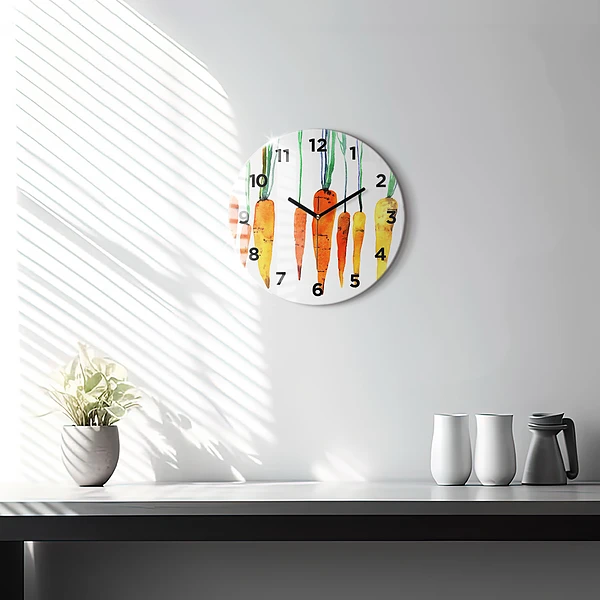 Wanduhr rund mit motiv Illustration von Karotten