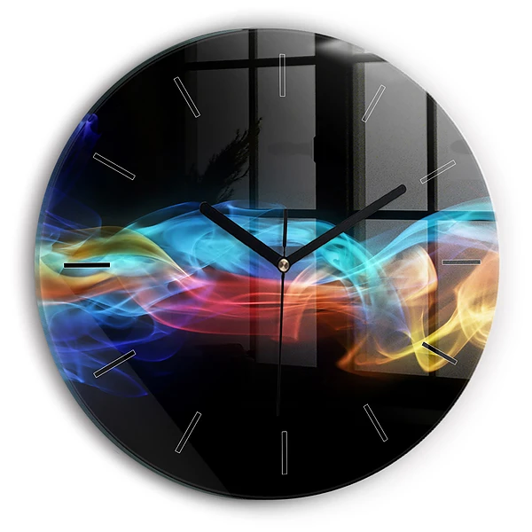 Wanduhr glas rund Abstrakte farbige Linien