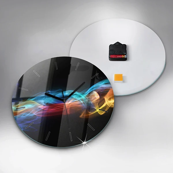 Wanduhr glas rund Abstrakte farbige Linien