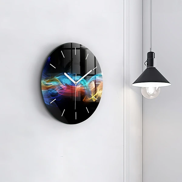 Wanduhr glas rund Abstrakte farbige Linien