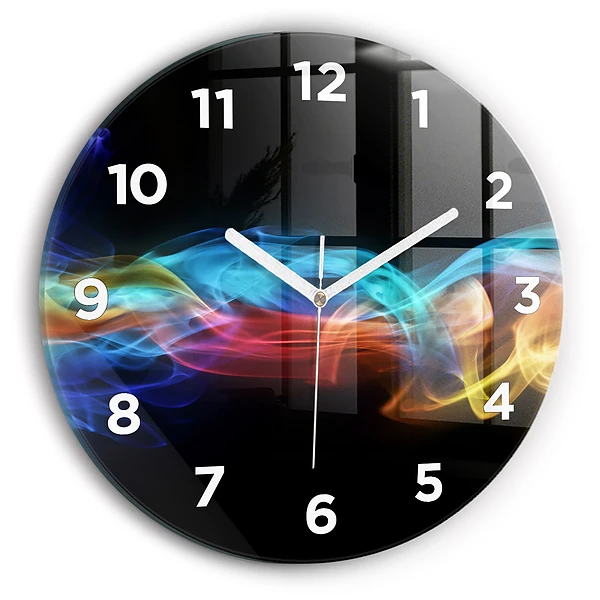 Wanduhr glas rund Abstrakte farbige Linien