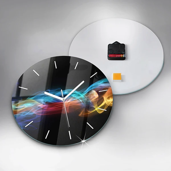 Wanduhr glas rund Abstrakte farbige Linien