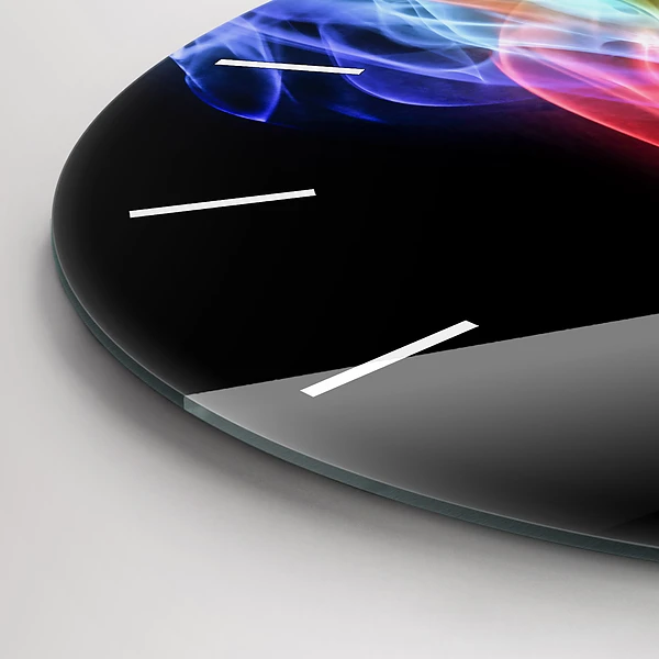 Wanduhr glas rund Abstrakte farbige Linien