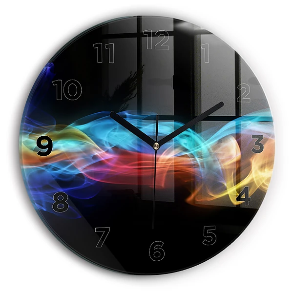 Wanduhr glas rund Abstrakte farbige Linien