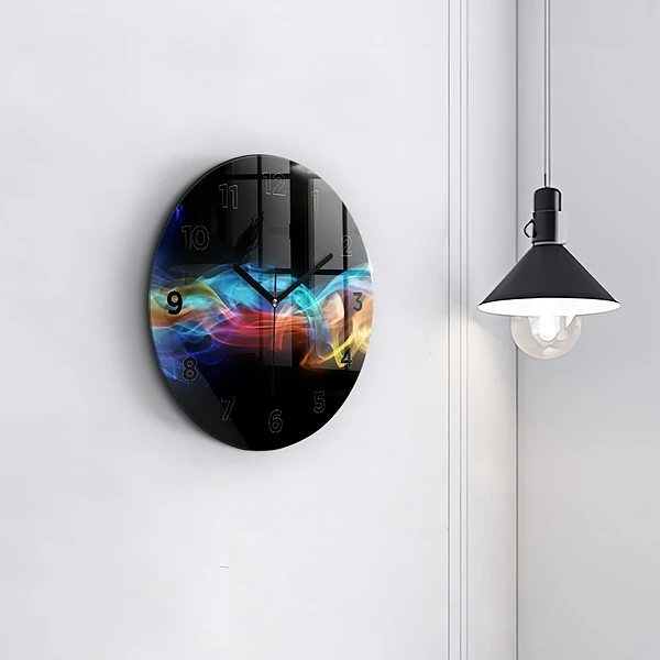 Wanduhr glas rund Abstrakte farbige Linien