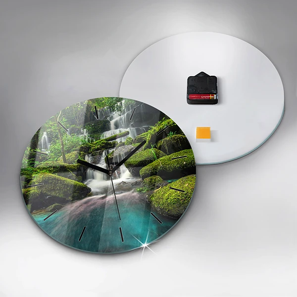 Wanduhr rund mit motiv Wasserfall Thailand