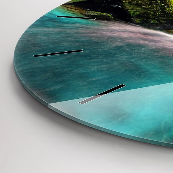 Wanduhr rund mit motiv Wasserfall Thailand