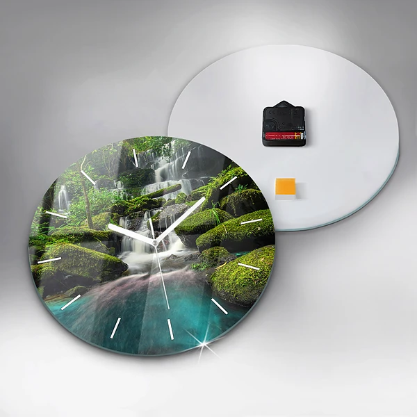 Wanduhr rund mit motiv Wasserfall Thailand