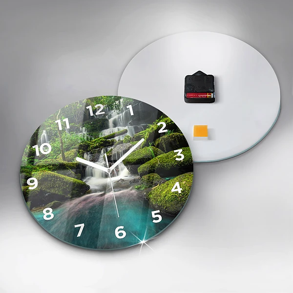 Wanduhr rund mit motiv Wasserfall Thailand