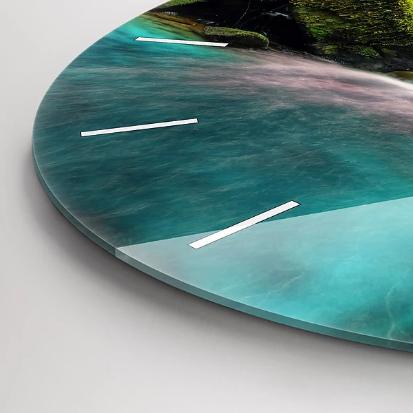 Wanduhr rund mit motiv Wasserfall Thailand