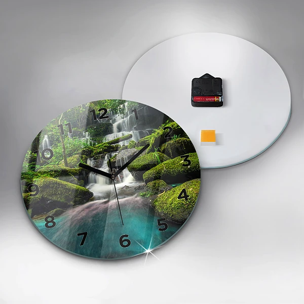 Wanduhr rund mit motiv Wasserfall Thailand
