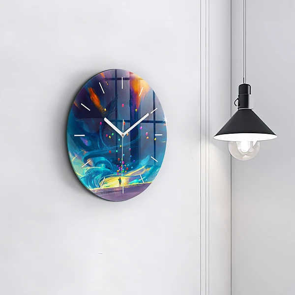 Wanduhr rund Kind und Luftballons
