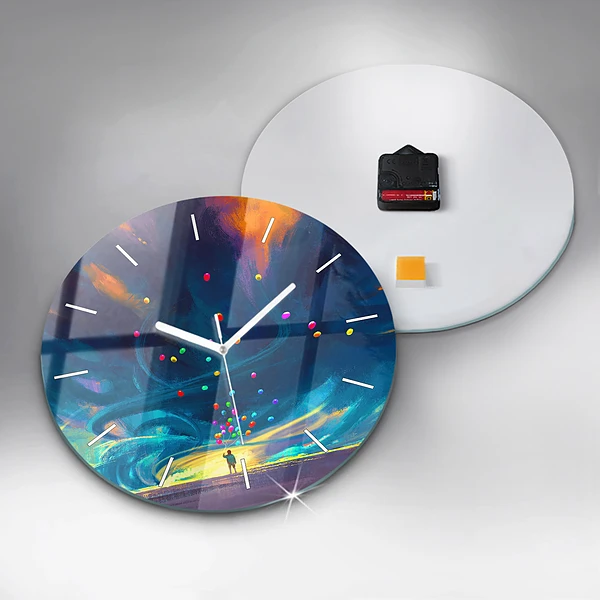 Wanduhr rund Kind und Luftballons