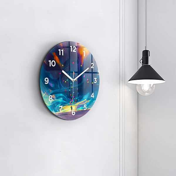 Wanduhr rund Kind und Luftballons