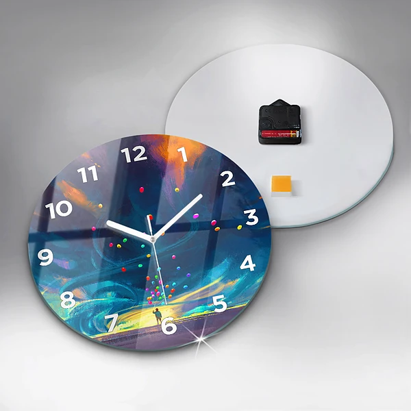 Wanduhr rund Kind und Luftballons