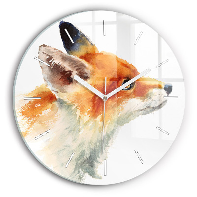 Wanduhr glas rund Aquarell Jungfuchs