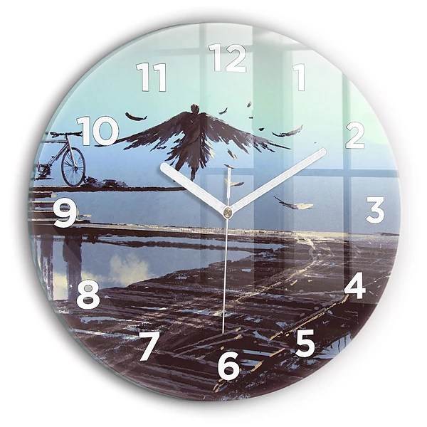 Wanduhr rund Engel Fahrrad