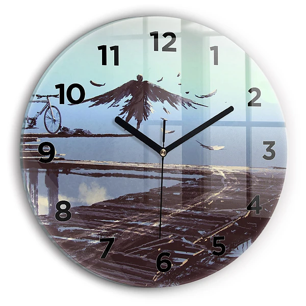 Wanduhr rund Engel Fahrrad