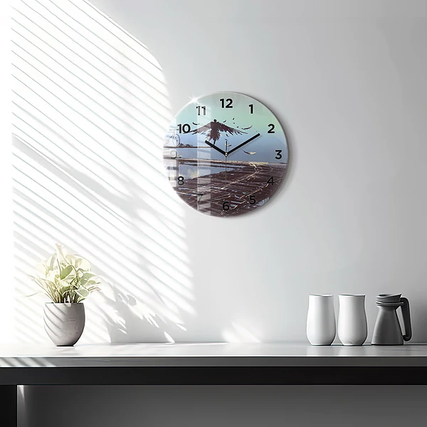 Wanduhr rund Engel Fahrrad