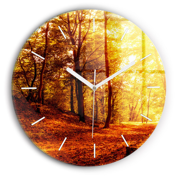 Wanduhr glas rund Waldlandschaft in der Sonne