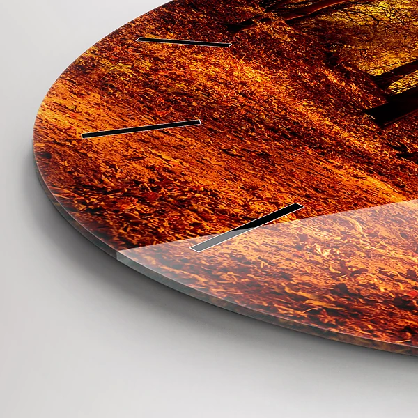 Wanduhr glas rund Waldlandschaft in der Sonne