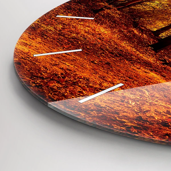 Wanduhr glas rund Waldlandschaft in der Sonne