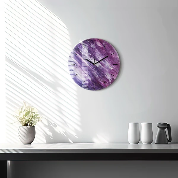 Wanduhr rund mit motiv Acrylfarbe Textur