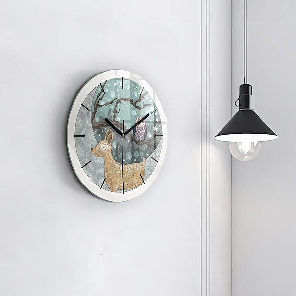 Wanduhr glas rund Nächtliche Tiere Mond