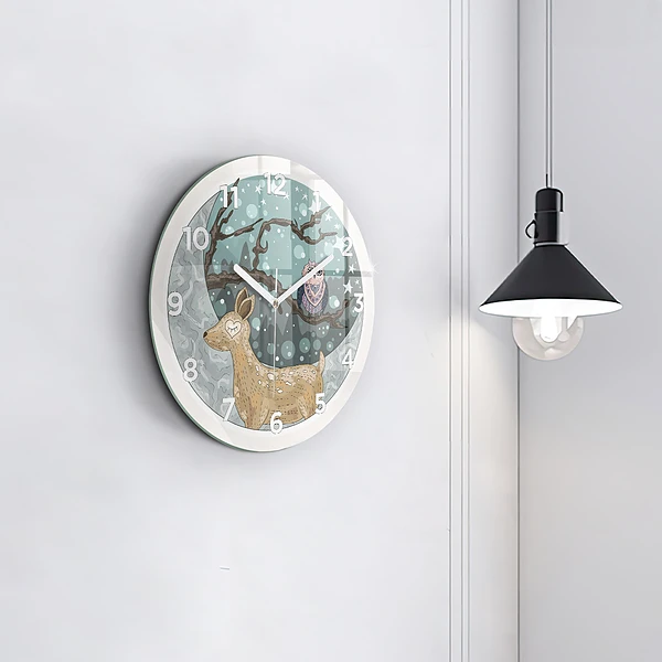 Wanduhr glas rund Nächtliche Tiere Mond