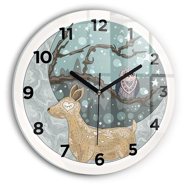 Wanduhr glas rund Nächtliche Tiere Mond