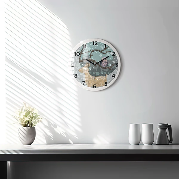 Wanduhr glas rund Nächtliche Tiere Mond
