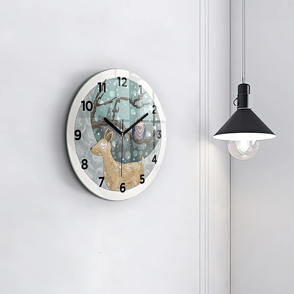 Wanduhr glas rund Nächtliche Tiere Mond