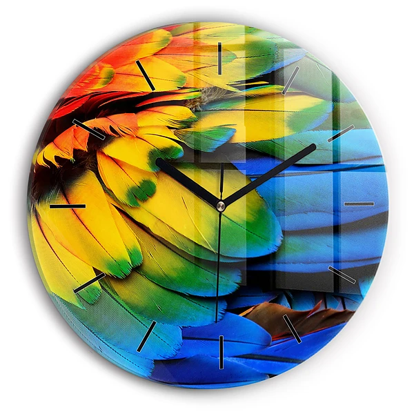 Wanduhr rund mit motiv Ara-Vogel Bunte Flügel
