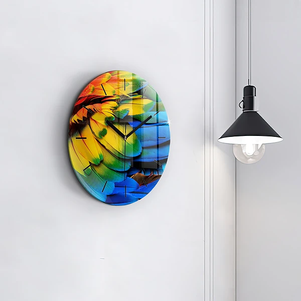 Wanduhr rund mit motiv Ara-Vogel Bunte Flügel