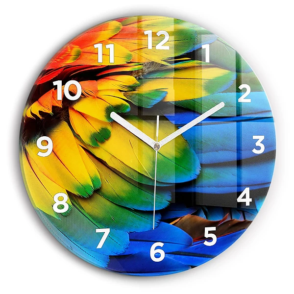 Wanduhr rund mit motiv Ara-Vogel Bunte Flügel