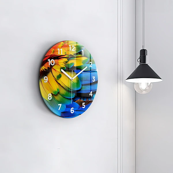 Wanduhr rund mit motiv Ara-Vogel Bunte Flügel