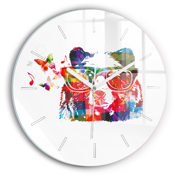 Wanduhr glas rund Bärenkopf