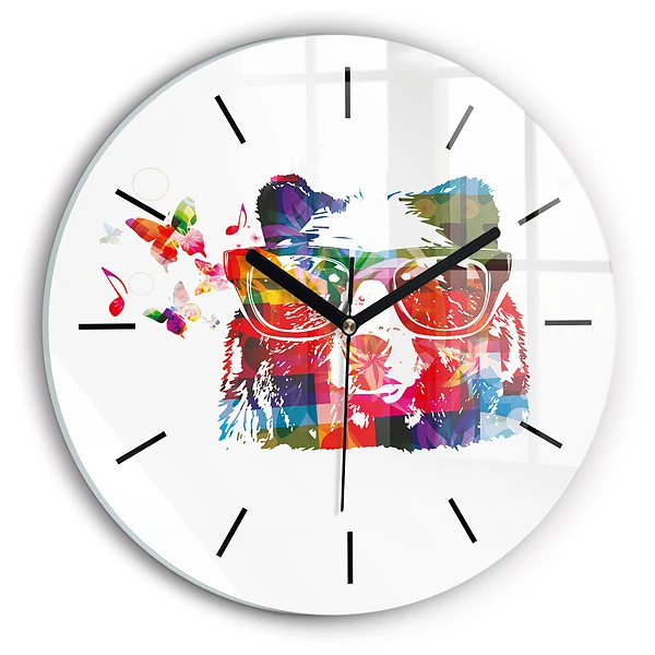 Wanduhr glas rund Bärenkopf