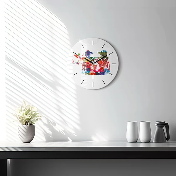 Wanduhr glas rund Bärenkopf