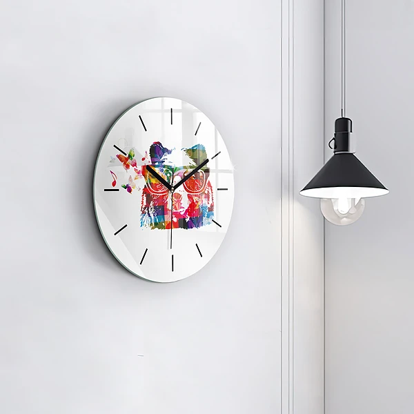 Wanduhr glas rund Bärenkopf