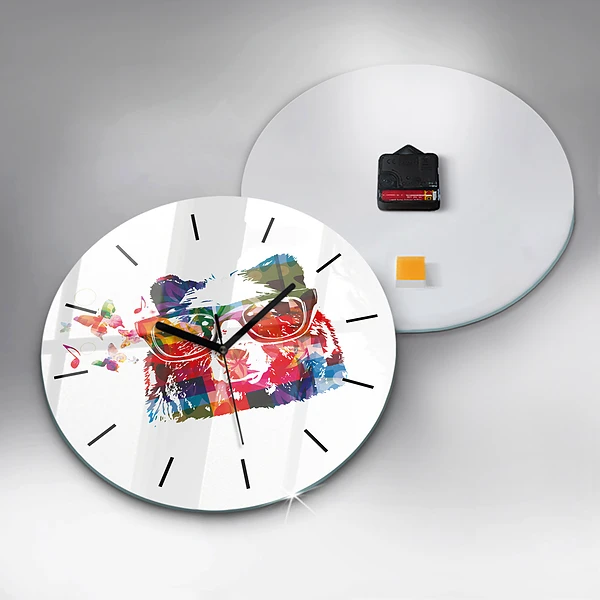 Wanduhr glas rund Bärenkopf