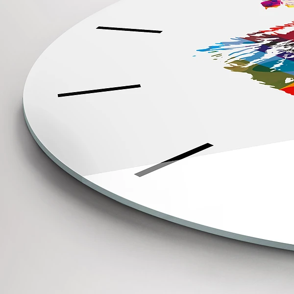 Wanduhr glas rund Bärenkopf
