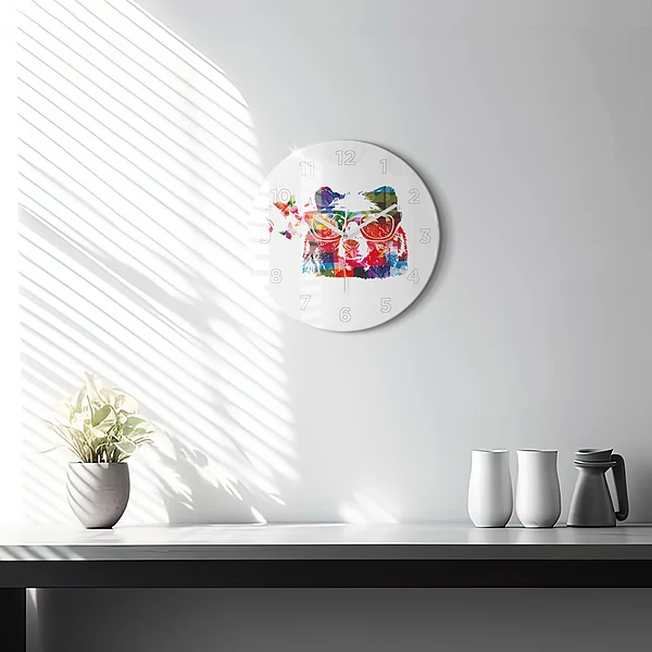 Wanduhr glas rund Bärenkopf